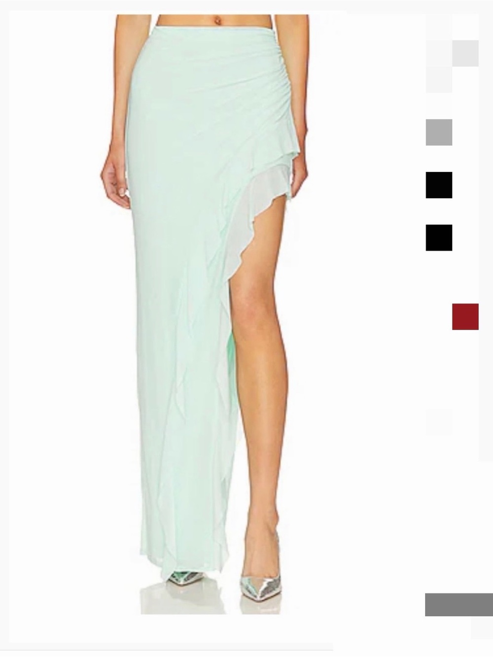 AFRM Mint High-Low Ruffle Maxi Skirt